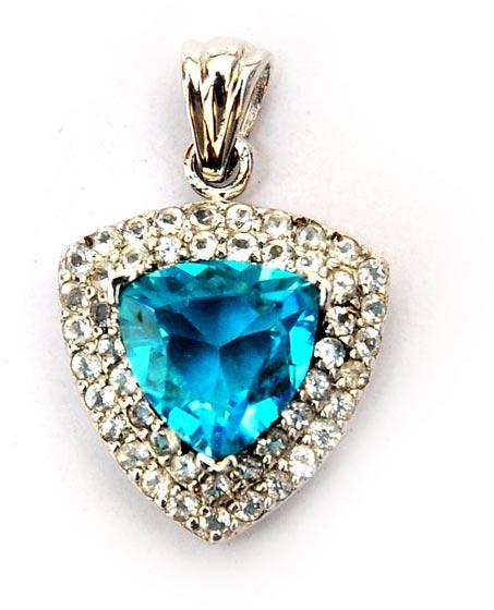 Sterling Silver 925 Pendant with Blue Stone
