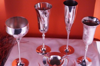 silver plated wine glasses and goblets
