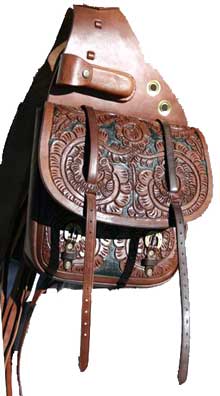 Hand Carved Western Saddle Bag