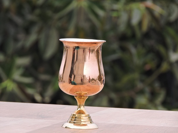 STAINLESS STEEL WINE GLASS WITH OUTER COPPER COATING