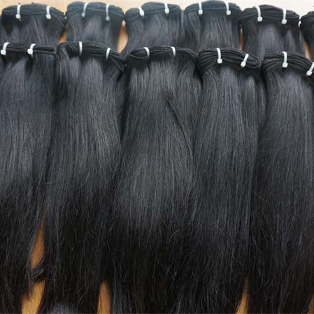 Machine weft hair, Color : Black Brown