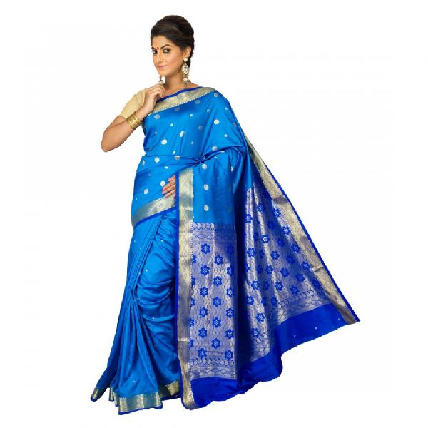 Wewing Nylon Rich Pallu Sarees, Color : Blue
