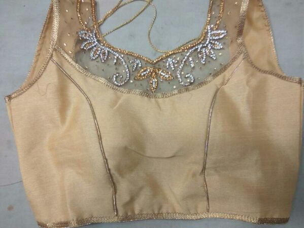 Golden Hand Work Saree Blouse