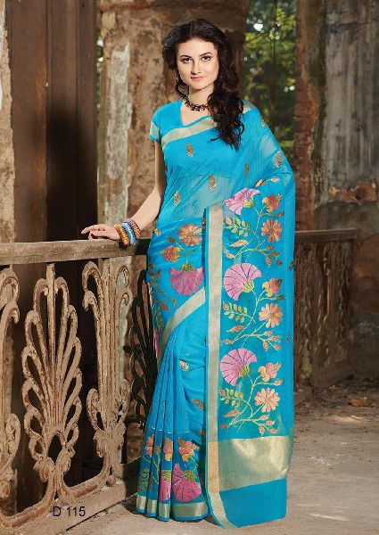 Net Saree Blue