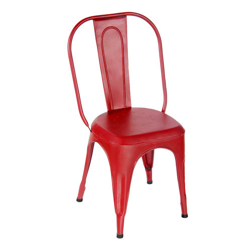 Square Polished Red Color Metal Chair, for Garden, Home, Style : Antique