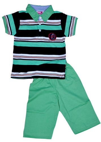 Boys Green Polo T-Shirt & Capri Set
