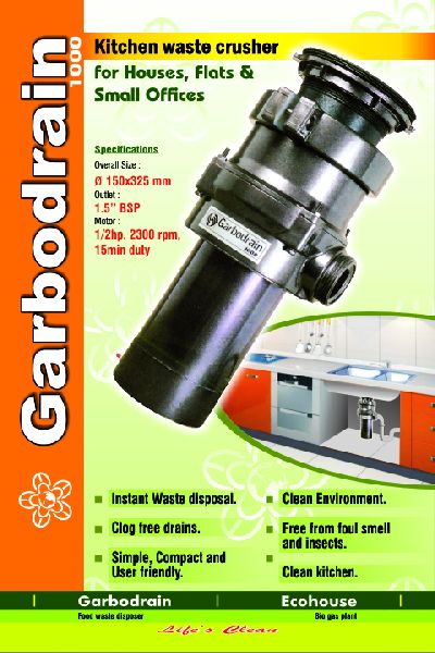 Electric GARBODRAIN kitchen waste crusher, Certification : ISO 9001:2008