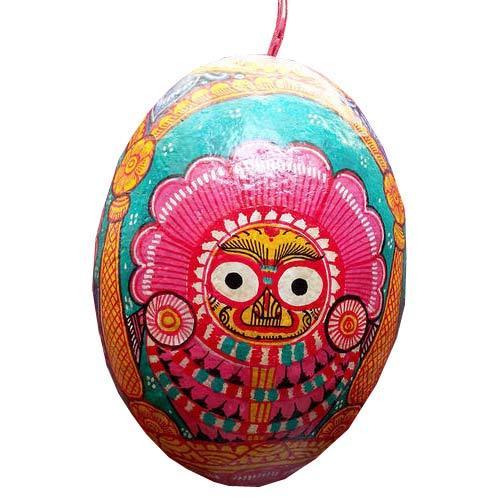 Hanging Hand Carved Painted Coconut