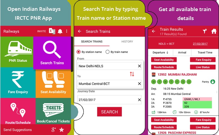 Choose Indian Railway IRCTC PNR APP