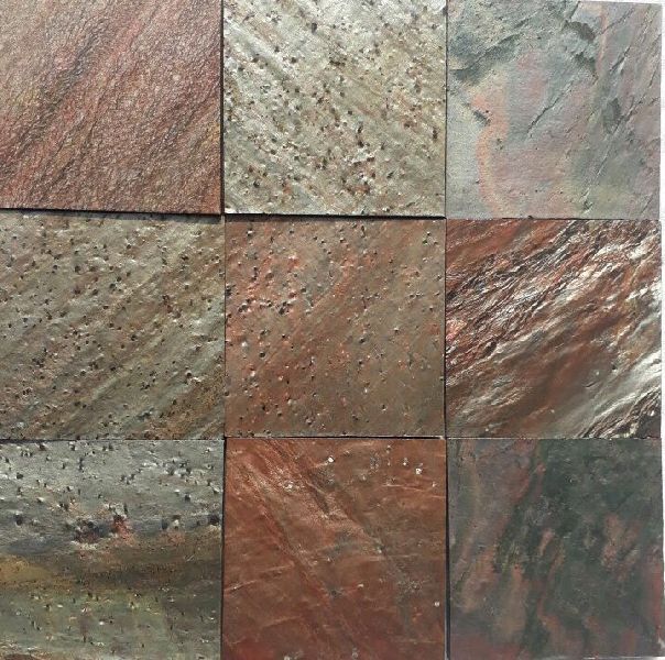 Rectangle Non Polished Copper Slate Stone, for Construction, Flooring, Size : 10x10Inch, 12x12Inch