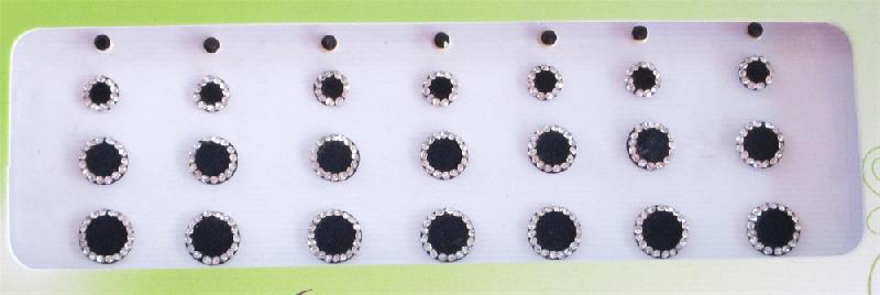 Black Round Bindis With Stone Outline