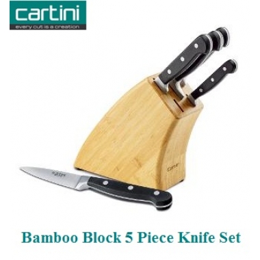 7254 Cartini 5 Pcs. Knife Set With Bamboo Block