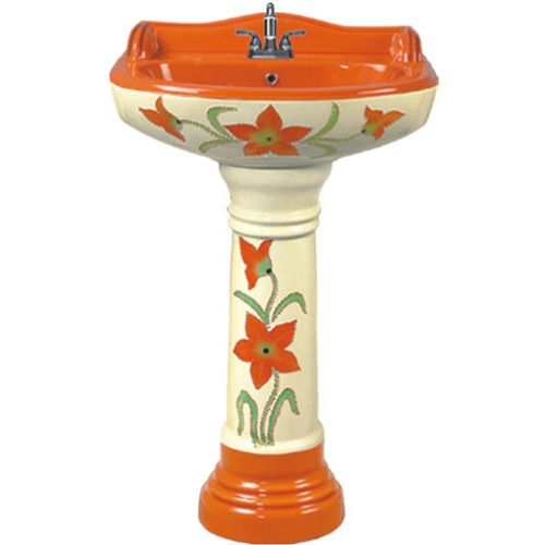 Printed Vitrosa Pedestal Wash Basin