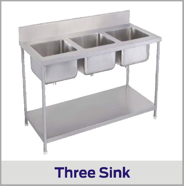 Stainless steel SS Three Sink Unit