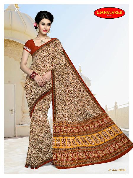 Cotton Printed Sarees ., Pattern : Small butties floral patterns.