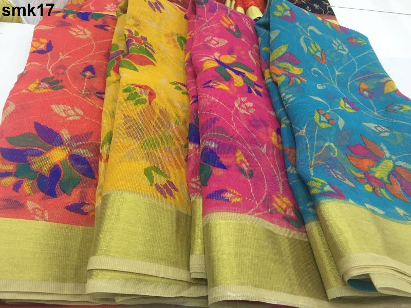 Poli cottons in Floral design saree .