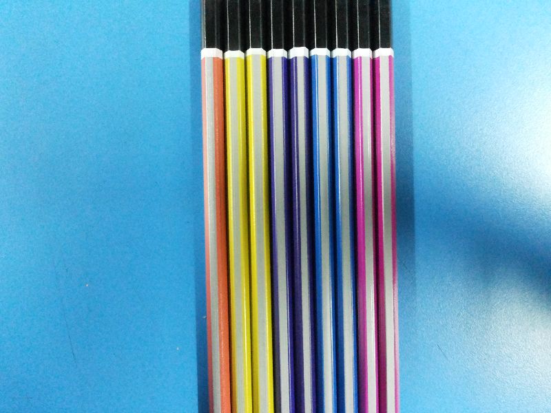 5 Colour With Silver Stripe Pencils, for Writing, Length : 172mm-176mm long.