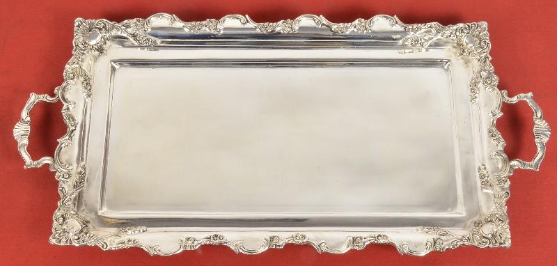 silver rectangle tray