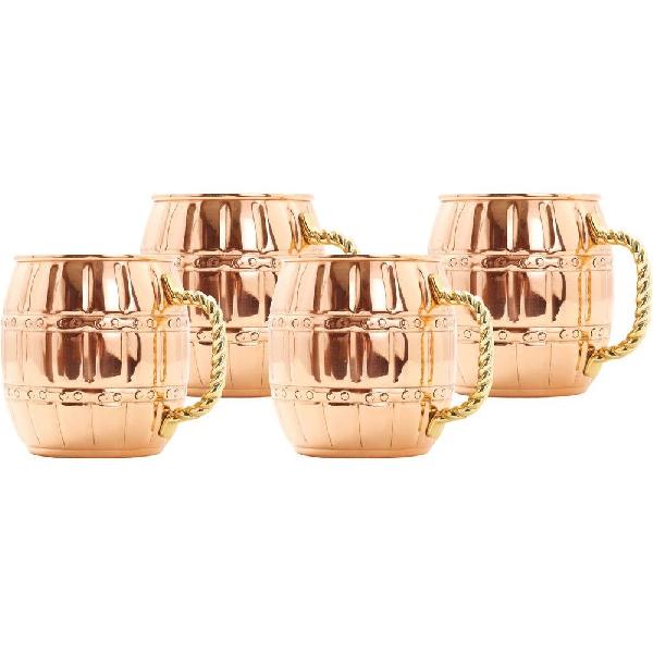 Round Polished Copper Barrel Mugs, for Drinkware, Style : Antique