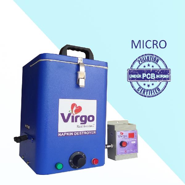 VIRGO 7 DAYS sanitary napkin burning machine, Certification : ISO 9001, Prod Control certification