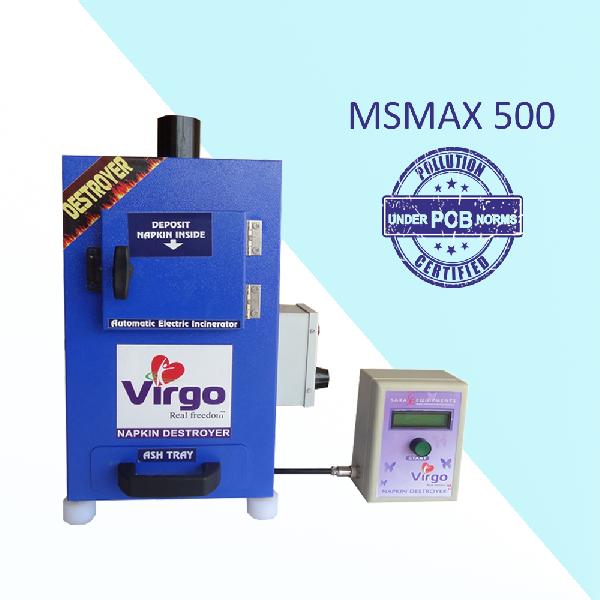 VIRGO sanitary napkin incinerator, Certification : ISO 9001, Prod Control certification