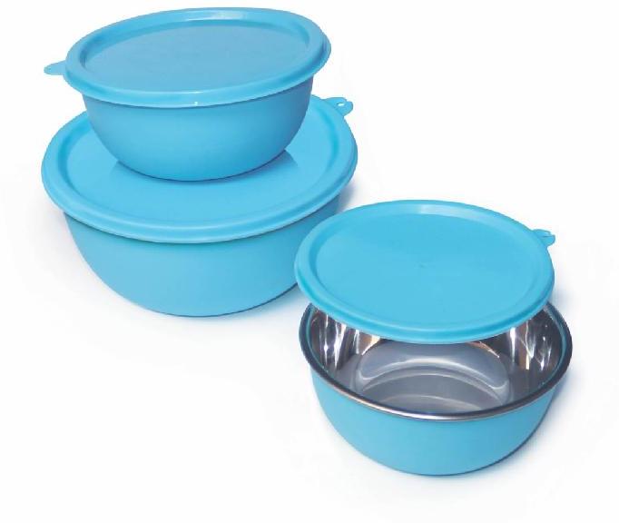 3 Pcs Coloured Lid Flora Bowl Set