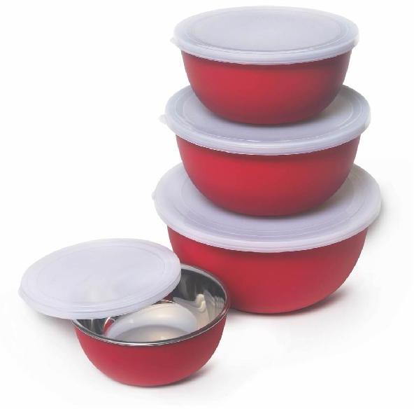 4 Pcs Transparent Lid Flora Bowl Set