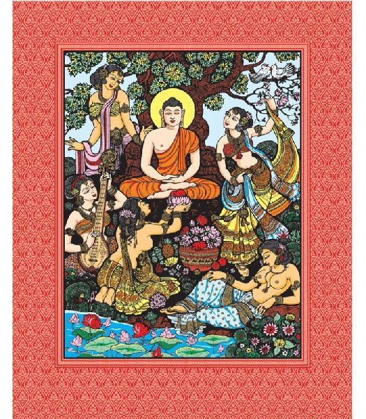 Santi Arts Canvas Fabric Amaravati Buddha, Size : 20 X 16