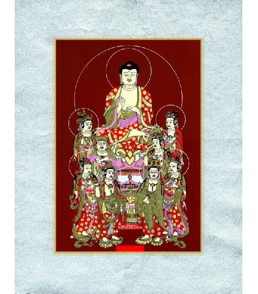 Preaching Buddha Art Prints On Silk, for Decoration, Size : 21 X 16