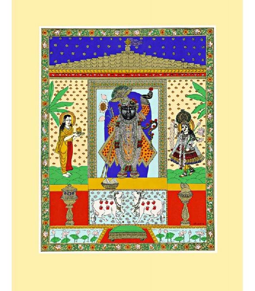 Srinathji The Dark-Hued Divine Art Prints On Silk