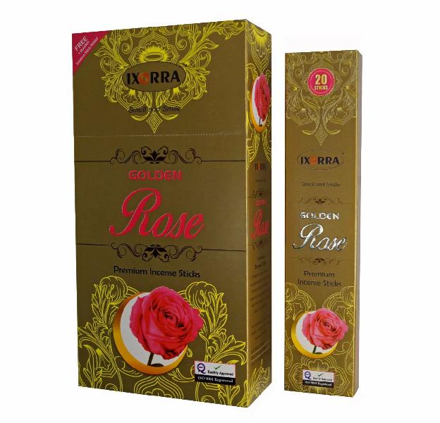Golden Rose Incense Sticks, for Religious, Aroma Therapy, Relaxation, Yoga, Meditation, Romance, as Room Fresheners