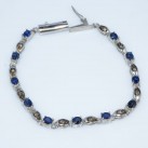 925 Sterling Silver Blue Sapphire & Diamond Gemstone Bracelet