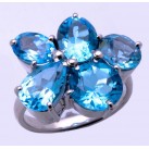 925 Sterling Silver Blue Topaz Gemstone Ring