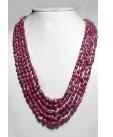 925 Sterling Silver Ruby Natural Shape Gemstone Tumble Beads Necklace