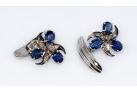 925 Sterling Silver Sapphire & Diamond Gemstone Men's Cufflink