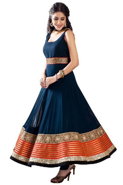 Cotton Silk Navy Blue Anarkali Suits