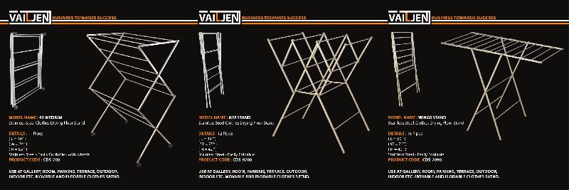 VAILJEN Stainless steel clothes drying stand, Style : Compact