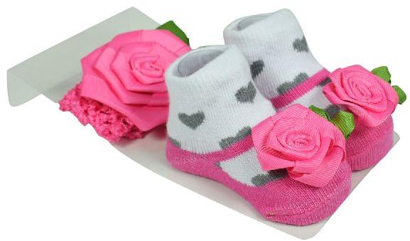 Pink Hair Band Baby Girls Socks