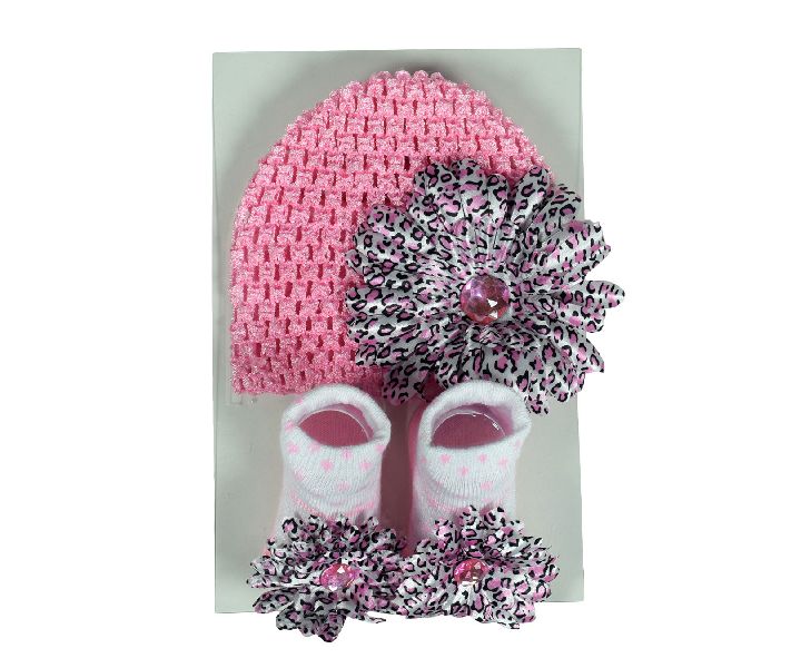 Pink Black Crochet Cap  Baby Socks