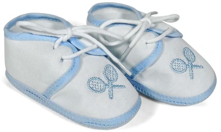 White Blue Babys World Soft Booties