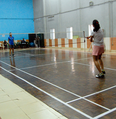 wooden badminton flooring