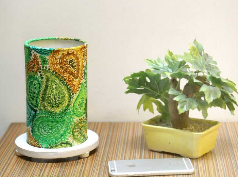 Green Paisley Side Table Lamp