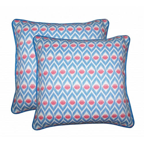Lushomes Diamond Printed Cotton Cushion Covers with Co-ordinating Cord Piping