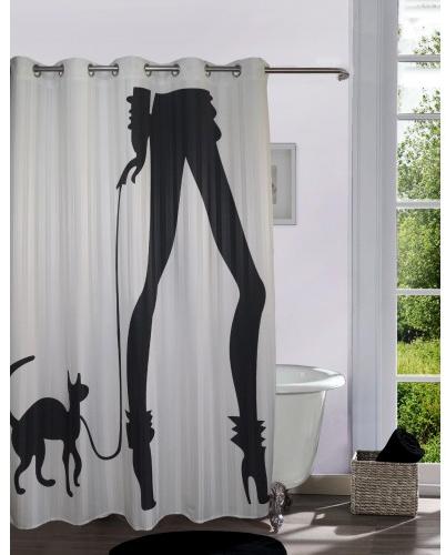 Lushomes Digitally Printed Cat Woman Shower Curtain with 10 Eyelets