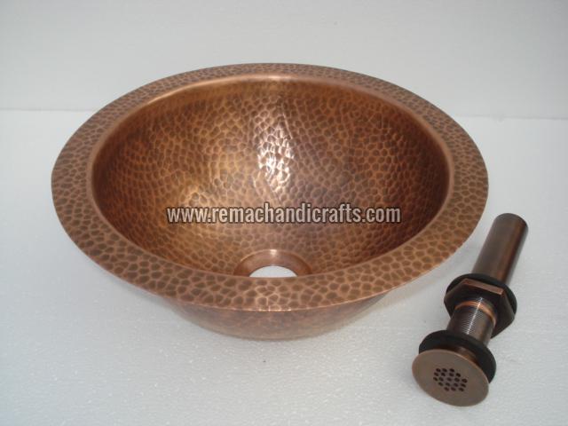 2005 Undermount Hammered Round Copper Sink