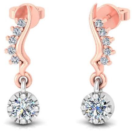 14kt Rose Gold Long Drop Diamond Earrings