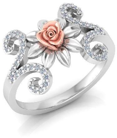 White Gold Diamond Engagement Ring Flower Concept