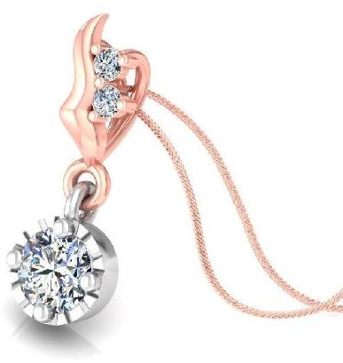 Rose Gold Designer Diamond Pendant with 0.25 Ct Solitaire