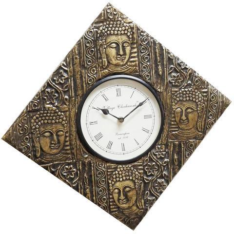 Buddha Brass Fitted Wall Clock, Overall Dimension : 12x12x6 cm