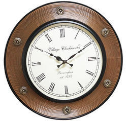 Wood Polished Carving Lining Wall Clock
